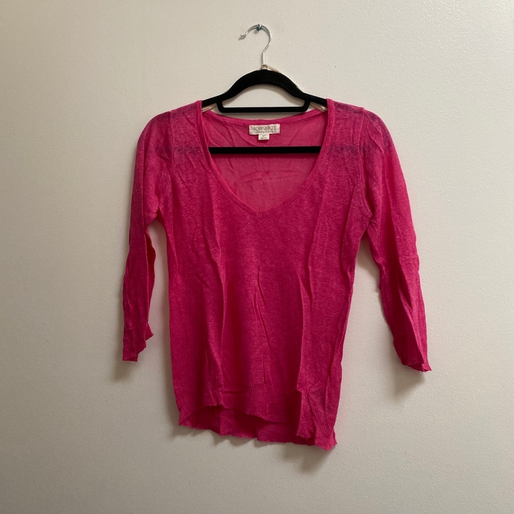 Forever 21 Essentials V-Neck Linen Sweater S